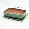 10 Inch Glazed Bonsai Pot And Tray Green Rectangle available to buy online from All Things Bonsai Sheffield Yorkshire with free UK delivery