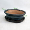 7 Inch Glazed Bonsai Pot With Matching Tray Blue Oval available to buy online from All Things Bonsai Sheffield Yorkshire with free UK delivery