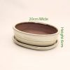 8 Inch Glazed Bonsai Pot With Matching Tray Cream Oval available to buy online from All Things Bonsai Sheffield Yorkshire with free UK delivery
