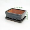 7 Inch Glazed Bonsai Pot With Matching Tray Black Rectangle 2 available to buy online from All Things Bonsai Sheffield Yorkshire with free UK delivery