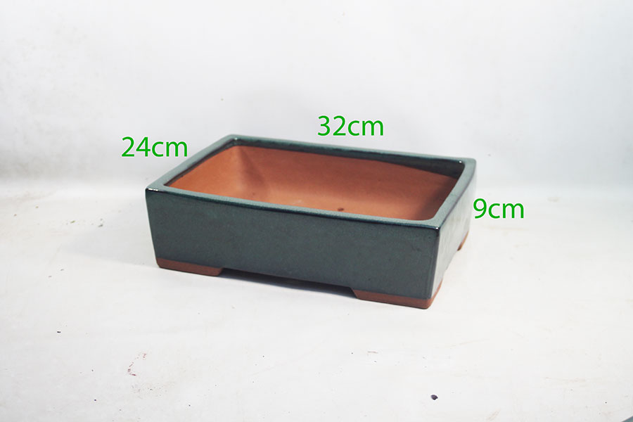 Glazed Bonsai Pot code G109 Green Large